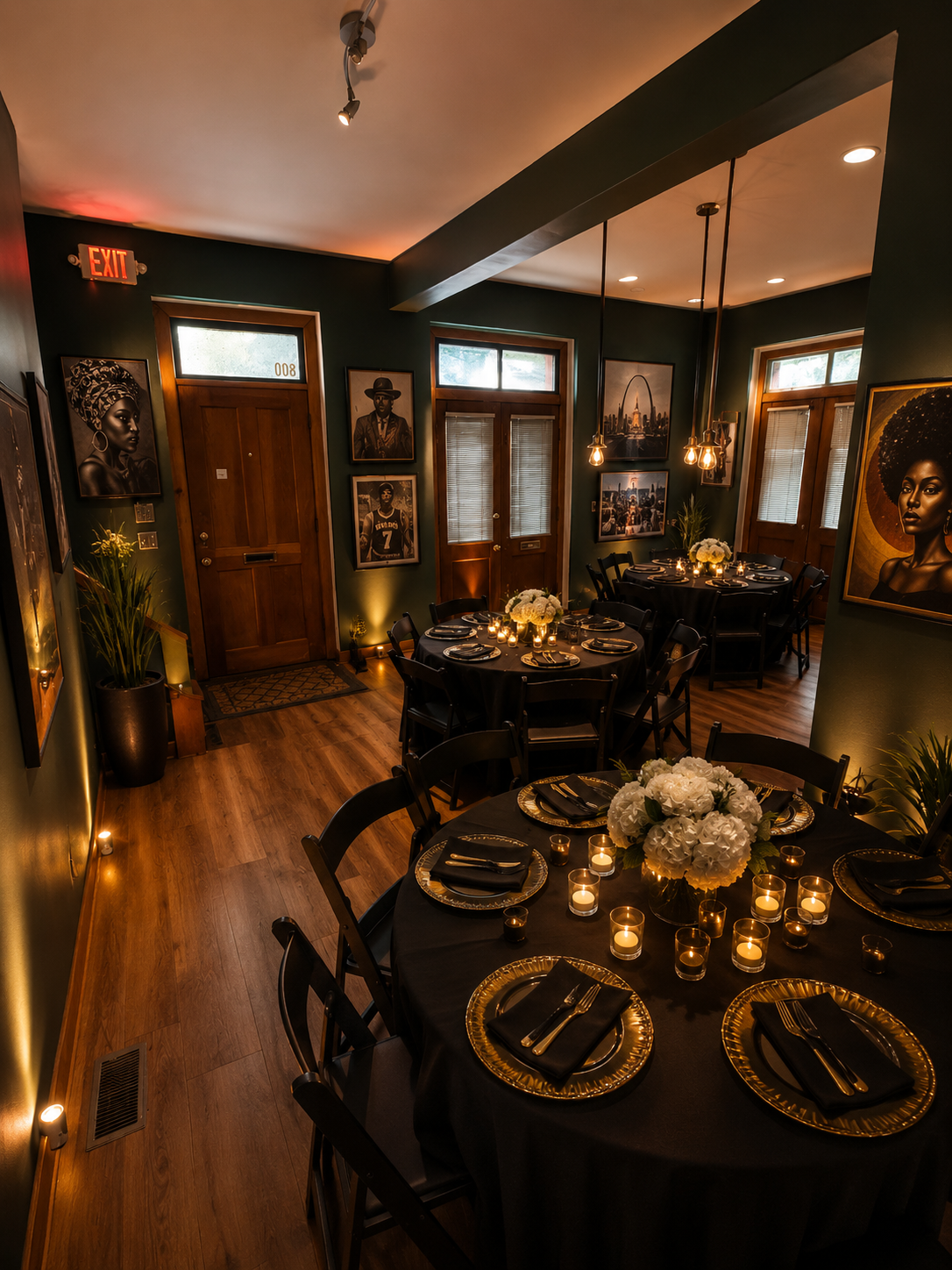 Candlelit private dinner in the gallery